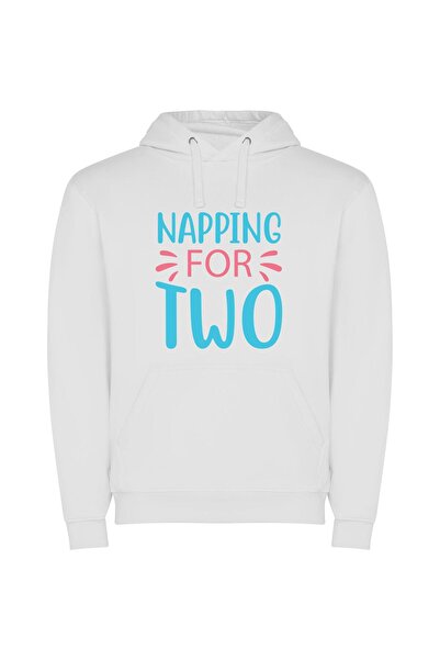 iLovePrints Dreamy Duo: Blissful Slumber Φούτερ με κουκούλα σε χρώμα Λευκό