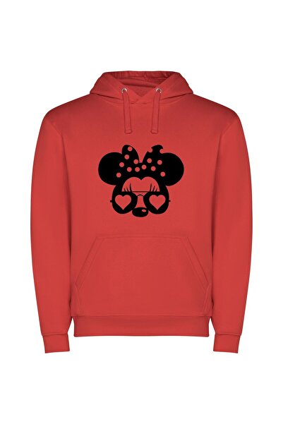iLovePrints Charming Disney Mouse Portrait Φούτερ με κουκούλα σε χρώμα Κόκκινο