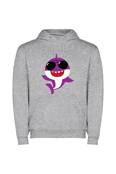 iLovePrints Shark Jamming in Style Φούτερ με κουκούλα σε χρώμα Γκρι