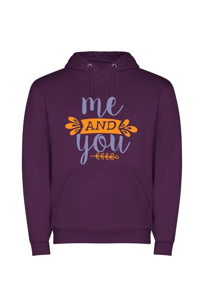iLovePrints Handwritten Pair: You & Me Φούτερ με κουκούλα σε χρώμα Μωβ