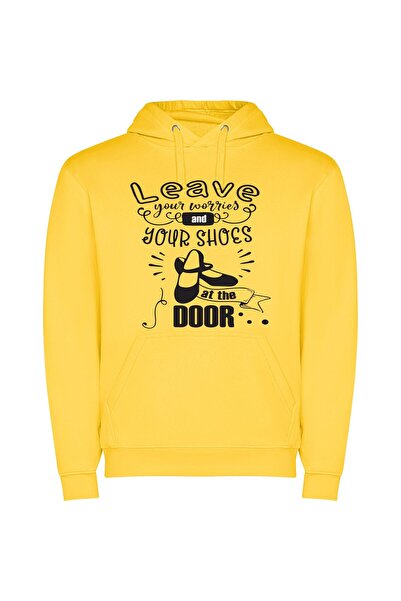 iLovePrints Shoes: Entryway to Mood Φούτερ με κουκούλα σε χρώμα Κίτρινο