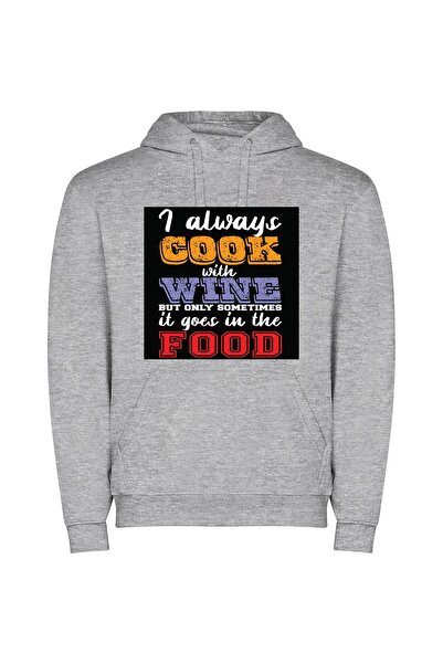 iLovePrints Wine-Inspired Culinary Delights Φούτερ με κουκούλα σε χρώμα Γκρι