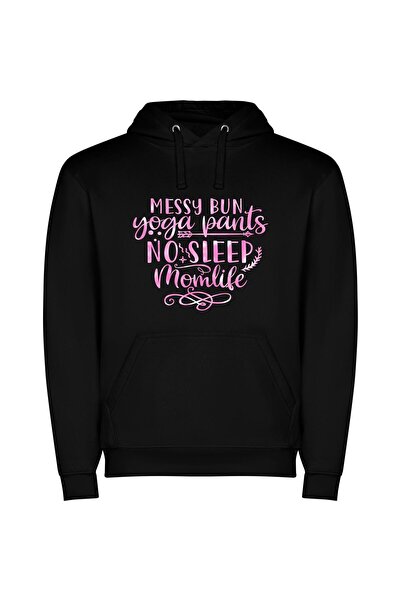 iLovePrints Effortless Messy Chic Φούτερ με κουκούλα σε χρώμα Μαύρο