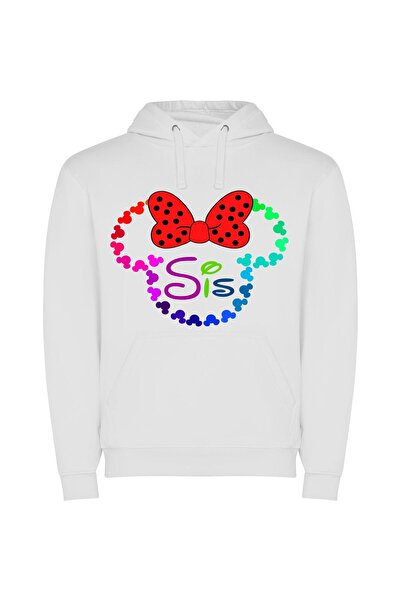 iLovePrints Sis in Disney Style Φούτερ με κουκούλα σε χρώμα Λευκό