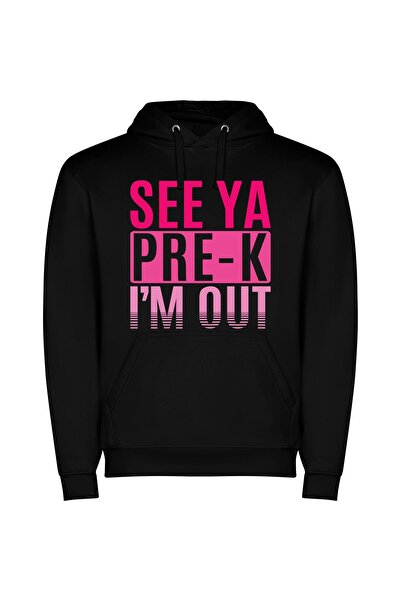 iLovePrints Pink & Black Farewell Φούτερ με κουκούλα σε χρώμα Μαύρο