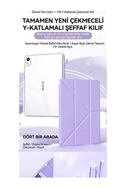 Fogy Huawei Matepad 11.5/11.5s Ile Uyumlu Kılıf Magnetik Kalem Şarj Bölmeli Uyku Modlu Şeffaf Pu Kapak