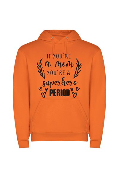 iLovePrints Moms: The Superior Heroes Φούτερ με κουκούλα σε χρώμα Πορτοκαλί