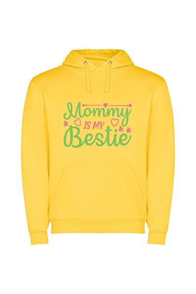 iLovePrints Mommies' Colorful Love Bond Φούτερ με κουκούλα σε χρώμα Κίτρινο