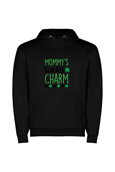 iLovePrints Lucky Charm Adore-able Greeting Φούτερ με κουκούλα σε χρώμα Μαύρο