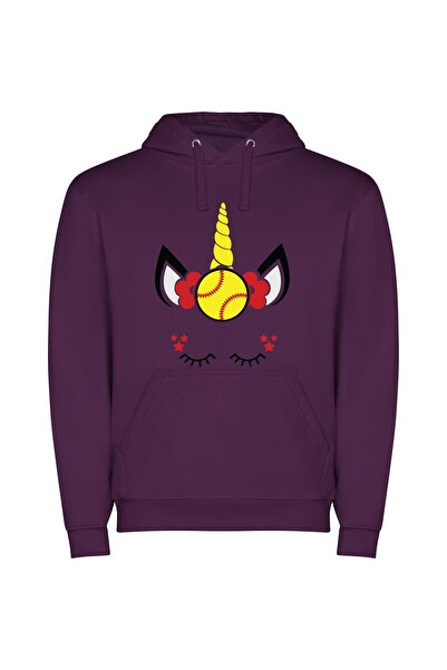 iLovePrints Horned Baseball Hero Φούτερ με κουκούλα σε χρώμα Μωβ
