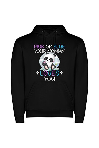 iLovePrints Panda Love in Colors Φούτερ με κουκούλα σε χρώμα Μαύρο