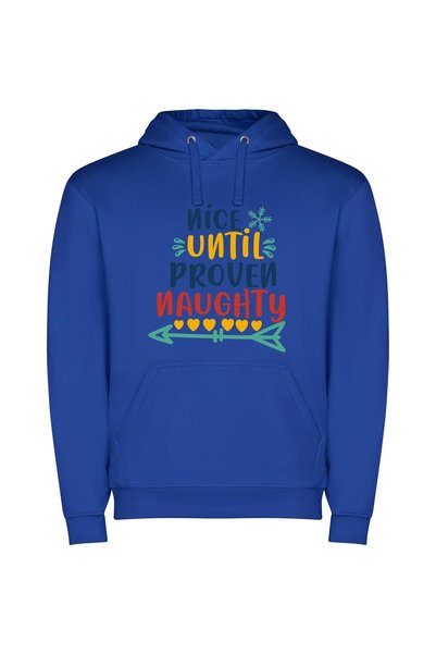 iLovePrints Naughty, Nice, Happy Yum! Φούτερ με κουκούλα σε χρώμα Μπλε