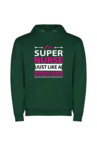 iLovePrints Cool Super Nurse Φούτερ με κουκούλα σε χρώμα Πράσινο