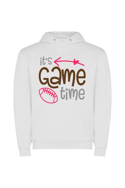 iLovePrints Game On: Football Fantasia Φούτερ με κουκούλα σε χρώμα Λευκό