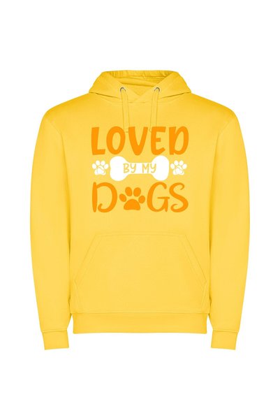 iLovePrints Loving Dogs Through Art Φούτερ με κουκούλα σε χρώμα Κίτρινο