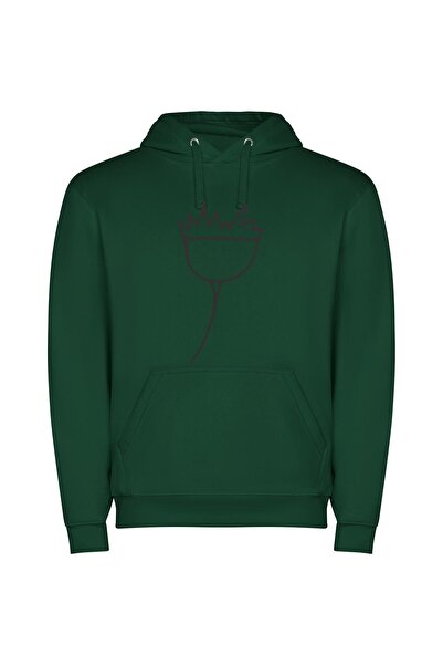 iLovePrints Simplistic Floral Line Art Φούτερ με κουκούλα σε χρώμα Πράσινο
