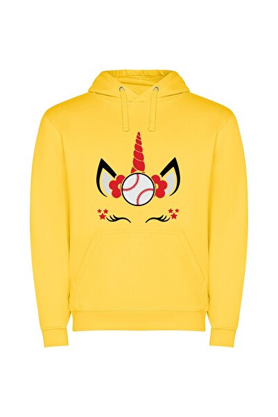 iLovePrints Enchanted Sports Team Mascot Φούτερ με κουκούλα σε χρώμα Κίτρινο