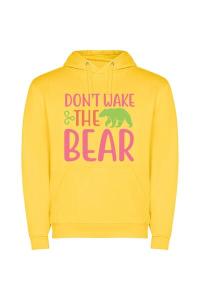 iLovePrints Beware Cool Bear Art Φούτερ με κουκούλα σε χρώμα Κίτρινο