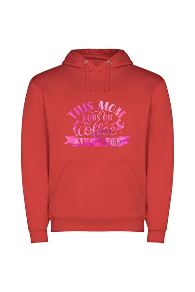 iLovePrints Mocha Marathon Mama Φούτερ με κουκούλα σε χρώμα Κόκκινο