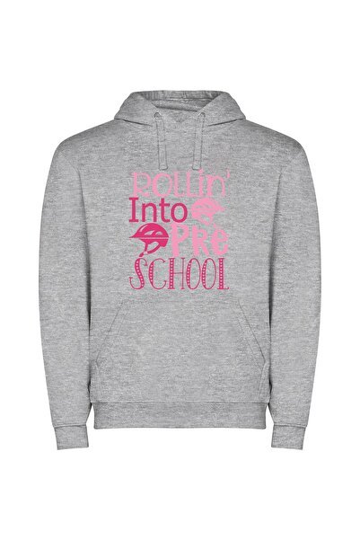 iLovePrints Rollin' Pink Pre-School Bliss Φούτερ με κουκούλα σε χρώμα Γκρι