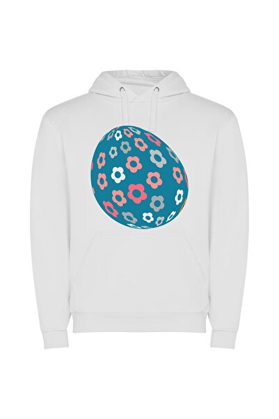 iLovePrints Floral Easter Delight Φούτερ με κουκούλα σε χρώμα Λευκό