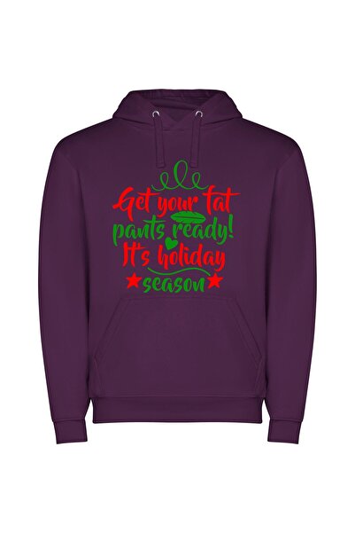 iLovePrints Holiday Feast Fashion Φούτερ με κουκούλα σε χρώμα Μωβ