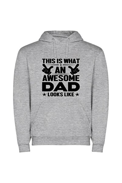 iLovePrints Super Dad Swagger Φούτερ με κουκούλα σε χρώμα Γκρι