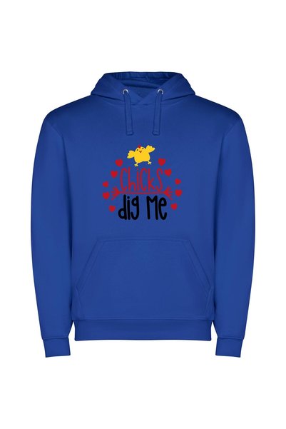 iLovePrints Hearts: Chicks Adore Me Φούτερ με κουκούλα σε χρώμα Μπλε