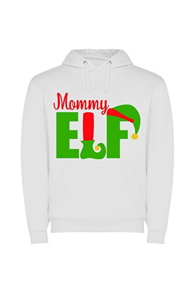 iLovePrints Merry Elf Shuffle Φούτερ με κουκούλα σε χρώμα Λευκό