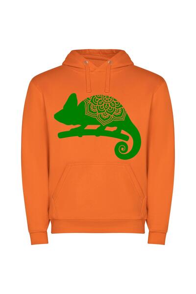 iLovePrints Chameleon's Enigmatic Hue Φούτερ με κουκούλα σε χρώμα Πορτοκαλί