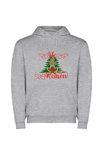 iLovePrints Festive Source of Joy Φούτερ με κουκούλα σε χρώμα Γκρι