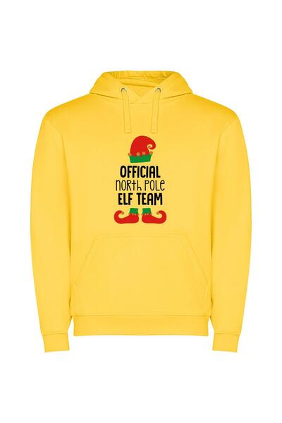 iLovePrints North Pole Elf Crew Φούτερ με κουκούλα σε χρώμα Κίτρινο