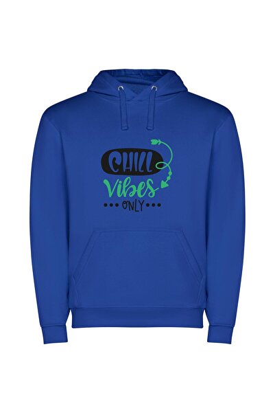 iLovePrints Cool Vibes Only Φούτερ με κουκούλα σε χρώμα Μπλε