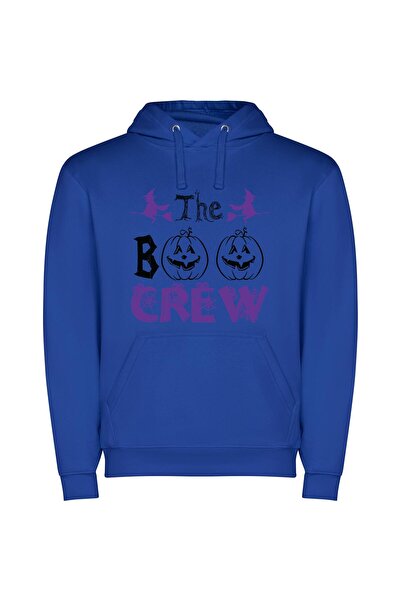 iLovePrints Spooky Halloween Pumpkin Tower Φούτερ με κουκούλα σε χρώμα Μπλε