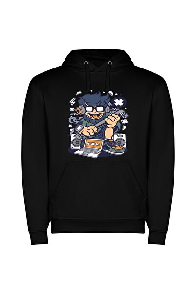 iLovePrints Digital Punk Masterpiece Φούτερ με κουκούλα σε χρώμα Μαύρο