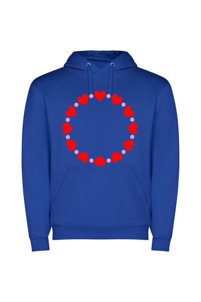 iLovePrints Whimsical Heart Ensemble Φούτερ με κουκούλα σε χρώμα Μπλε