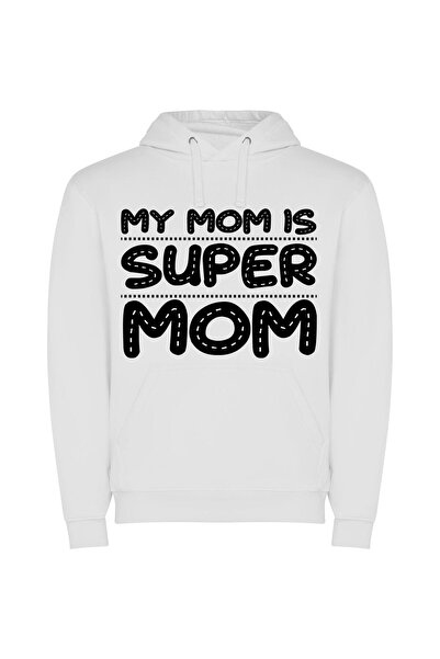 iLovePrints Supreme Mom: Super Realistic Φούτερ με κουκούλα σε χρώμα Λευκό