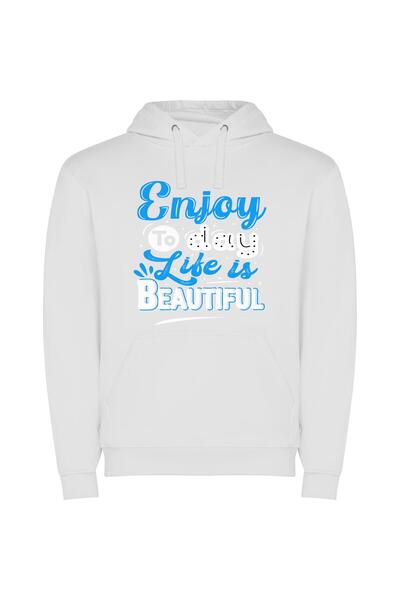 iLovePrints Life's Beautiful Moments Φούτερ με κουκούλα σε χρώμα Λευκό