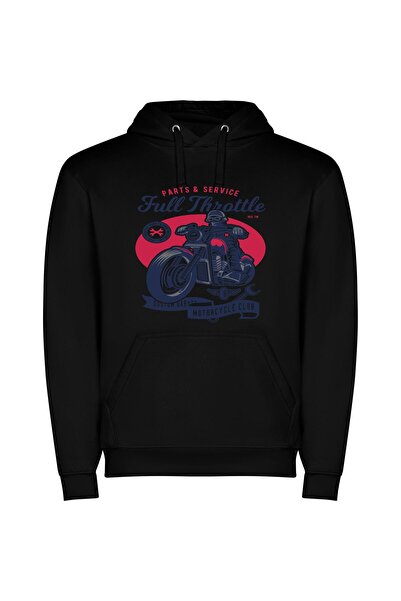 iLovePrints Exquisite Motorcycle Portrait Φούτερ με κουκούλα σε χρώμα Μαύρο