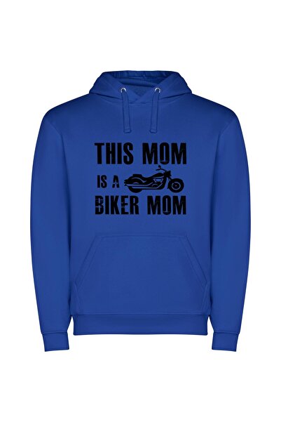 iLovePrints Mama Biker Extraordinaire Φούτερ με κουκούλα σε χρώμα Μπλε