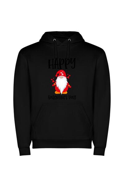 iLovePrints Euphoric Valentine's Greetings Φούτερ με κουκούλα σε χρώμα Μαύρο