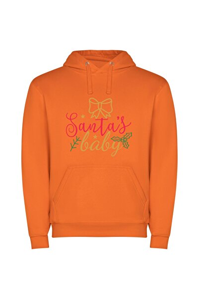 iLovePrints Merry Santa's Baby Joys Φούτερ με κουκούλα σε χρώμα Πορτοκαλί