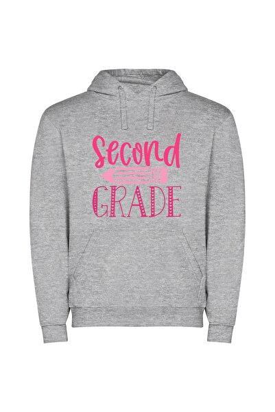 iLovePrints Grade-A Pink Signage Φούτερ με κουκούλα σε χρώμα Γκρι