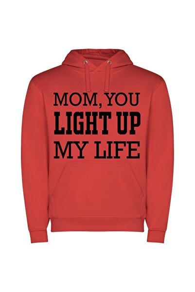iLovePrints Radiant Mom: Timeless Love Φούτερ με κουκούλα σε χρώμα Κόκκινο