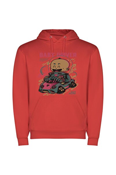 iLovePrints Cosmic Baby Driver Poster Φούτερ με κουκούλα σε χρώμα Κόκκινο