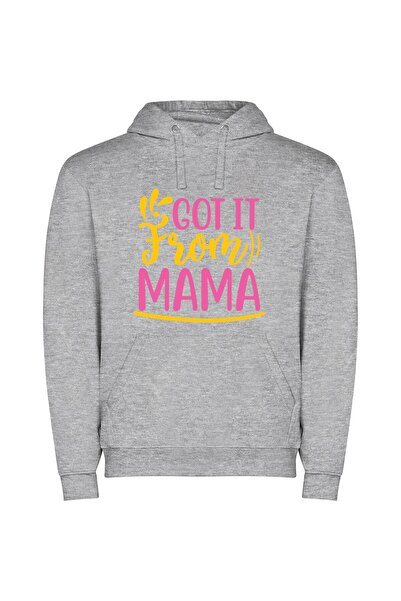 iLovePrints Mama's Print Fresh Front Φούτερ με κουκούλα σε χρώμα Γκρι