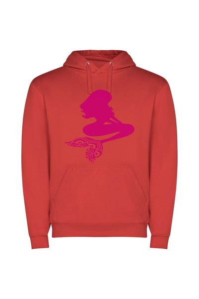 iLovePrints Pink Silhouette Blossom Φούτερ με κουκούλα σε χρώμα Κόκκινο