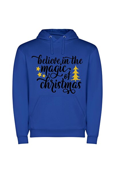 iLovePrints Enchanting Yuletide Magic Φούτερ με κουκούλα σε χρώμα Μπλε