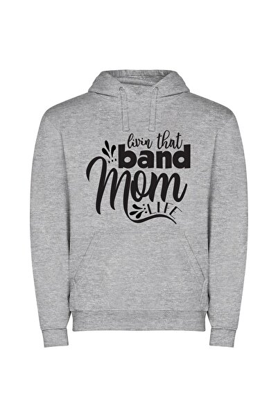 iLovePrints Melodic Monochrome: Band Life Φούτερ με κουκούλα σε χρώμα Γκρι