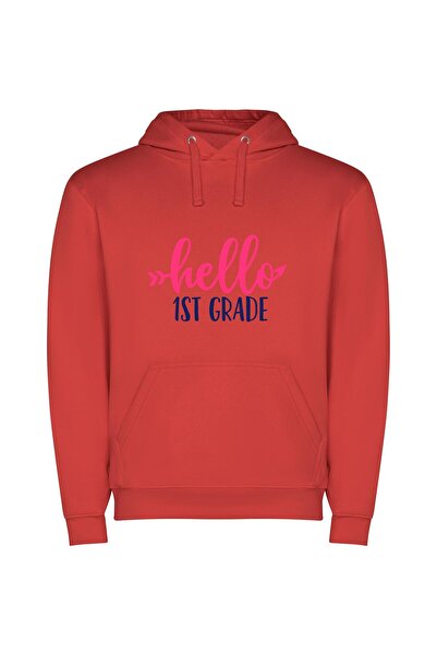 iLovePrints Colorful Class Beginnings Φούτερ με κουκούλα σε χρώμα Κόκκινο